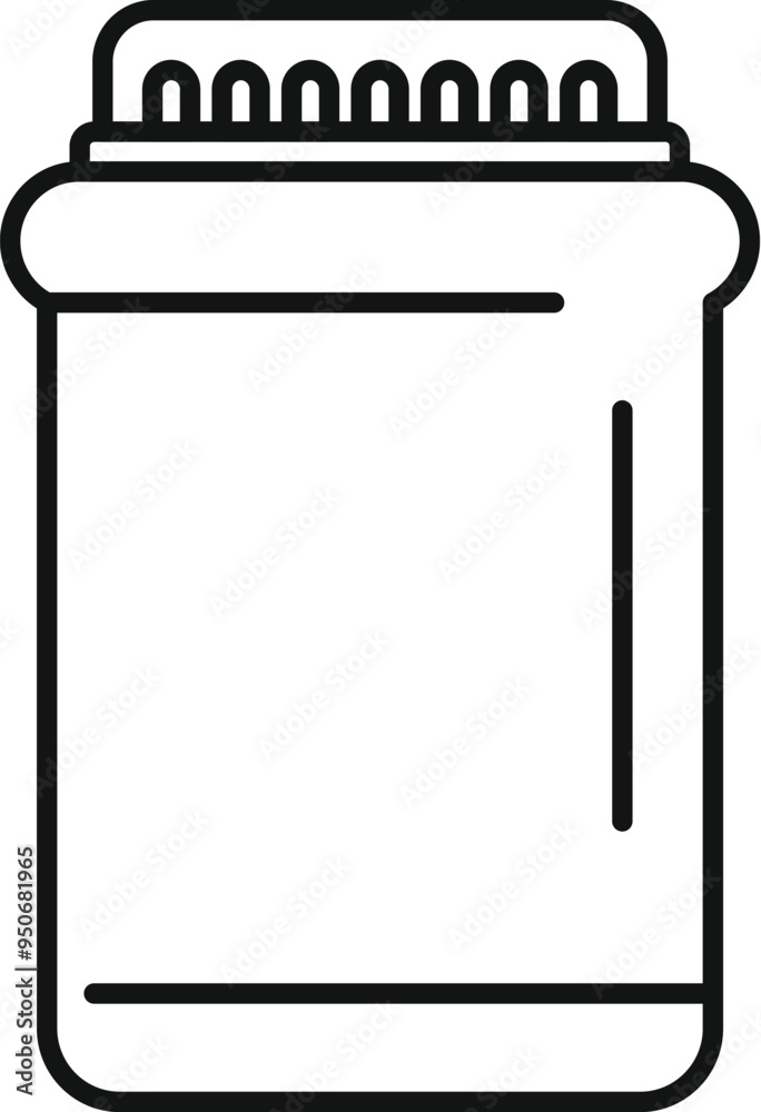 Sports nutrition container with measuring scale icon, outline style, isolated on white background Sports nutrition container with measuring scale icon, outline style, isolated on white background