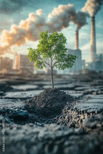 Resilience in the Face of Adversity: A Tree's Triumph Amid Industrial Pollution