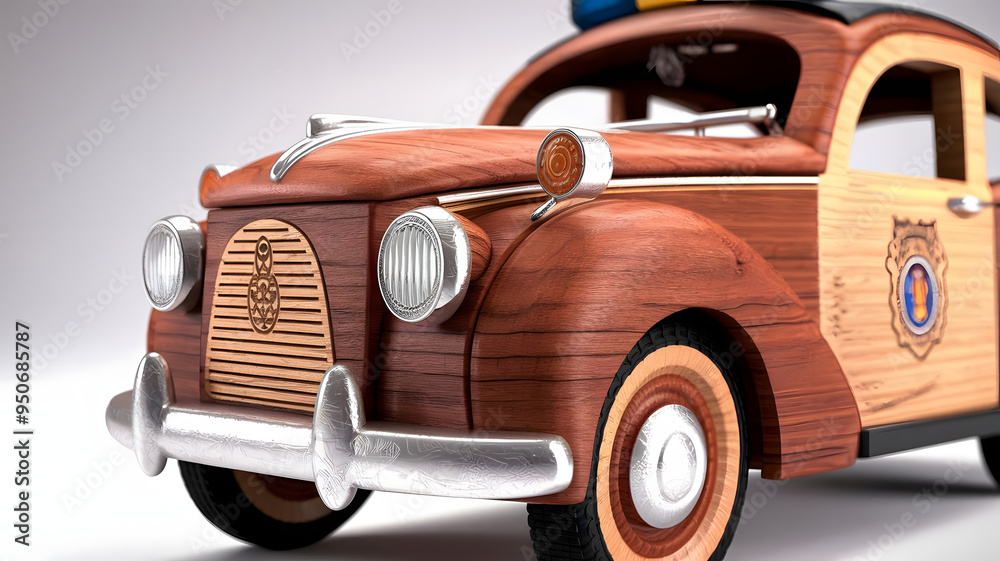 Professionally crafted 3D wooden model of Police Car, with white background. Professionally crafted 3D wooden model of Police Car, with white background.