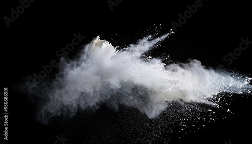 white powder explosion on black background