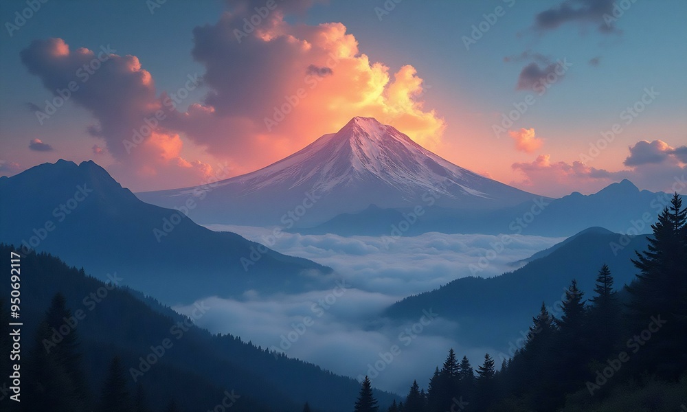 Fototapeta premium View of mountn with dreamy aesthetic