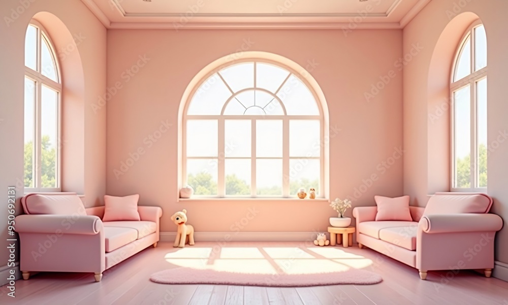 Fototapeta premium Soft pastel hues room for children