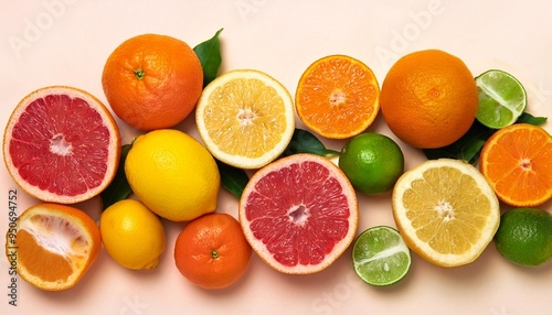 flat lay of citrus fruits vibrant citrus medley