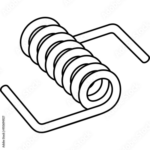 Torsion coil spring. Vector outline illustration.