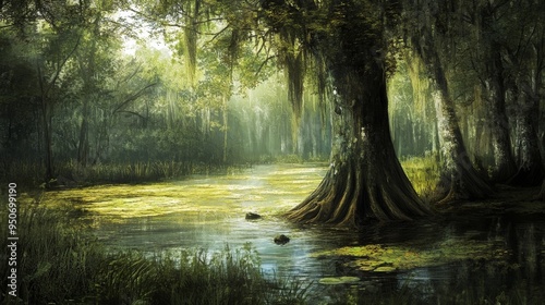 Louisiana bayou with marsh scenery