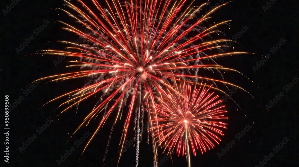 Fireworks exploding in the night sky creating a festive atmosphere Fireworks exploding in the night sky creating a festive atmosphere