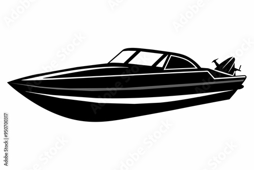 A speedboat silhouette black vector art illustration