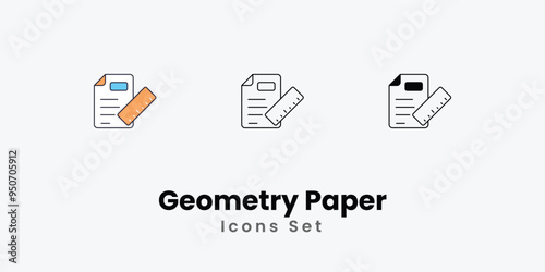 Geometry Paper Icons thin line and glyph vector icon stock illustration