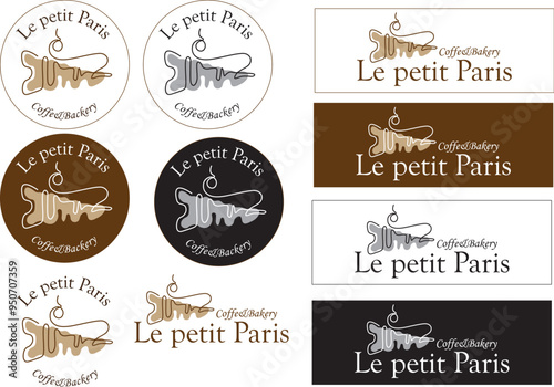 Cake tower logo Le Petit Paris for your coffee shop