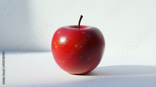 A Single Red Apple with Yellow Spots on a White Background