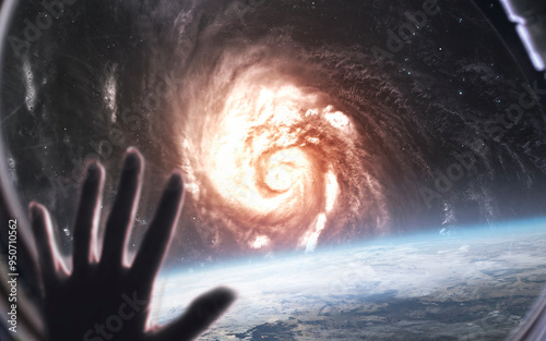Obraz na płótnie 3D illustration of realistic spiral galaxy. High quality digital space sci-fi art in 5K - realistic visualization w salonie