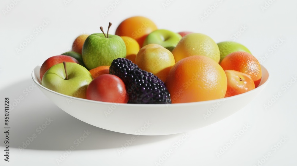 A bowl of various fruits including apples, oranges, and a blackberry A bowl of various fruits including apples, oranges, and a blackberry
