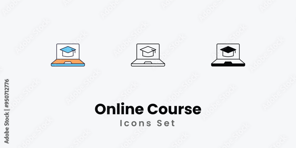 Online Course Icons thin line and glyph vector icon stock illustration Online Course Icons thin line and glyph vector icon stock illustration
