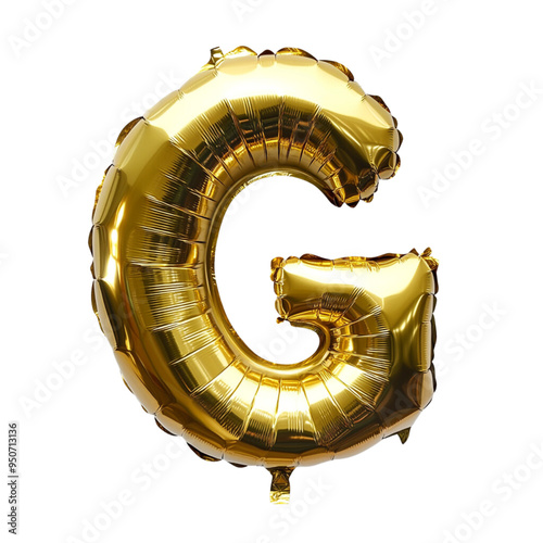 Letter G Gold of foil balloon shape on white background Gold Luxury Alphabet Concept
