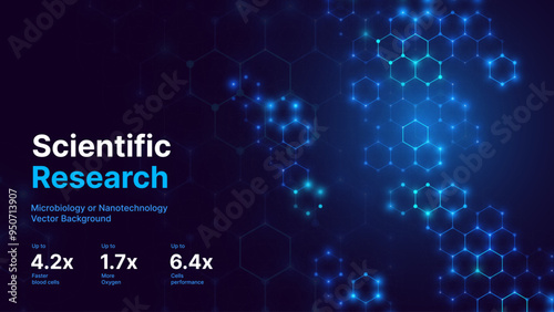Abstract Digital Blue Hexagons Pattern Business or Science Research Background. Medical or Tech Innovation Online Webinar Presentation Event. Conference or Forum Vector Illustration Backdrop.