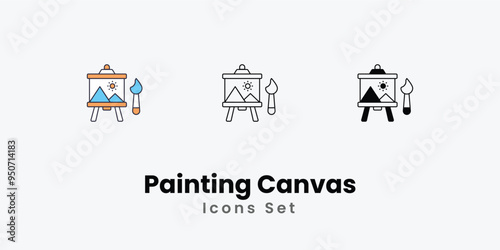 Painting Canvas Icons thin line and glyph vector icon stock illustration