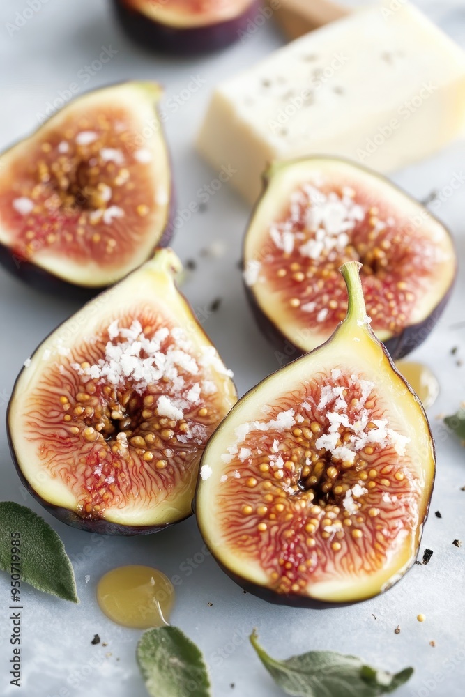 Delightful Figs with Earthy Accents on a Serene Slate Background Delightful Figs with Earthy Accents on a Serene Slate Background