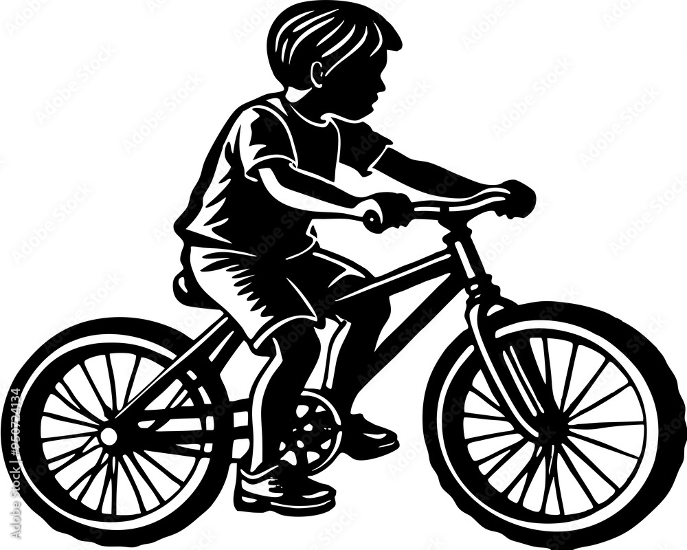 Fototapeta premium silhouette of a boy on a bicycle
