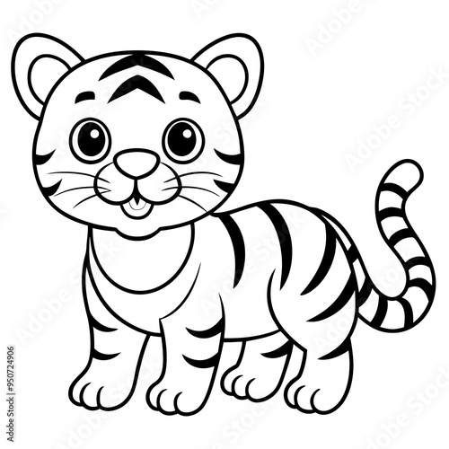 cute baby tiger illustration isolated on white background