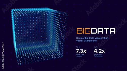 Big Data Storage Technology. Abstract Data Cube Background. Modern Technology Banner. Information Server. Data Science Computer Science Algorithms Vector Illustration.