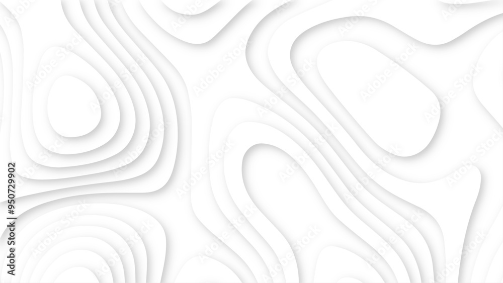 Abstract wavy line 3d paper cut white background. minimal topography map light element shadow landscape. Abstract wavy line 3d paper cut white background. minimal topography map light element shadow landscape.