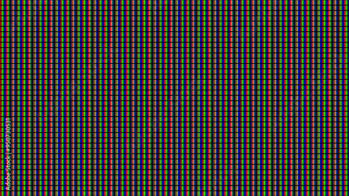 RGB Screen Dots Seamless Pattern. Analog Display Television. Close Up Screen Texture. Macro of LCD Computer Screen Displaying Pure RGB Pixels. Red Green Blue LED Panel. Vector Illustration.