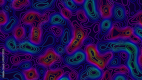 Terrain Topographic Topo Map Banner Background. Curvy Wavy Lines Vector Illustration. Hills, Rivers and Mountains. Geography Concept.