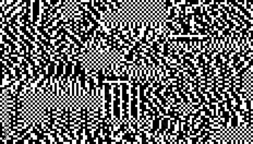 Glitch Checkered Pixels Pattern. Pixel Art Chaotic Glitchy Background. 90s CCTV VHS Screen Vibe. Vector Illustration.
