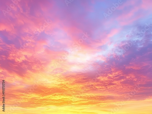 Radiant Sunrise Sky with Orange, Pink, and Purple Hues Casting Warm Glow