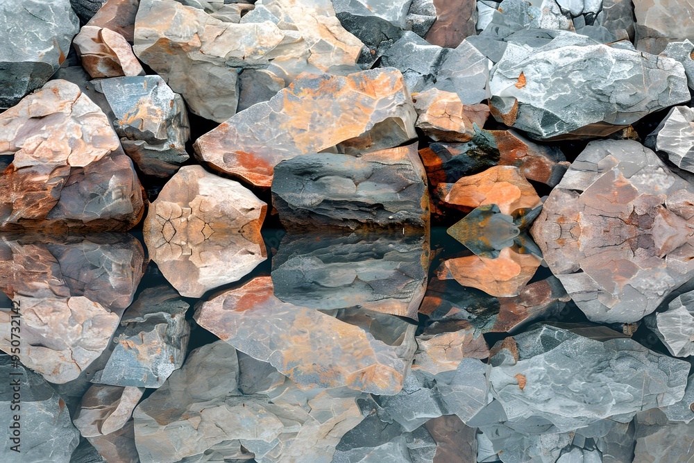 Tranquil Reflection of Colorful Rocks in Water Tranquil Reflection of Colorful Rocks in Water