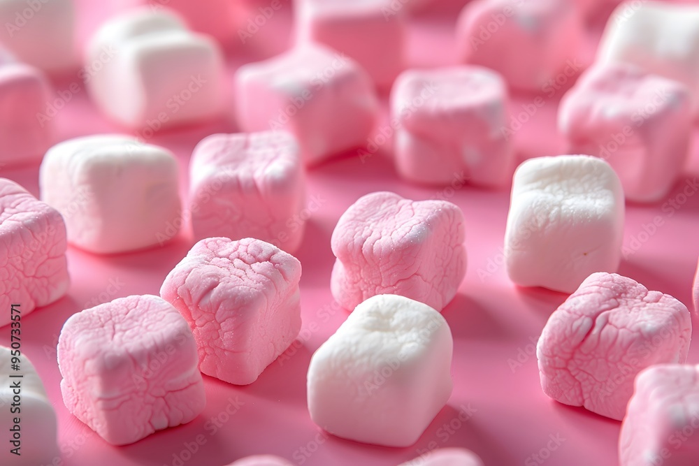 Colorful Marshmallows on a Pink Background Colorful Marshmallows on a Pink Background