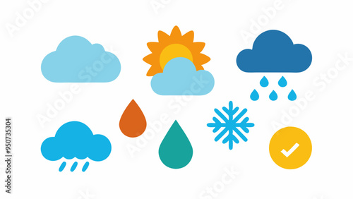 Weather icon set on white background