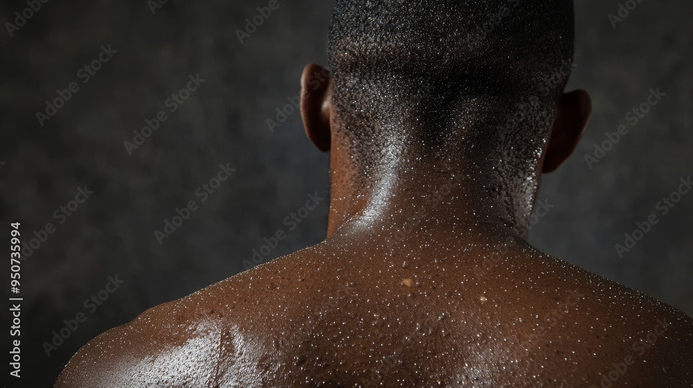 Close-up of chicken pox rash, skin disease symptoms on a black person's back, dermatological infection, medical condition, healthcare illustration Close-up of chicken pox rash, skin disease symptoms on a black person's back, dermatological infection, medical condition, healthcare illustration