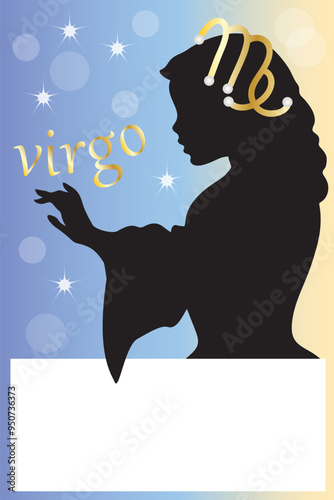 Black silhouette of a woman with symbols representing a zodiac sign