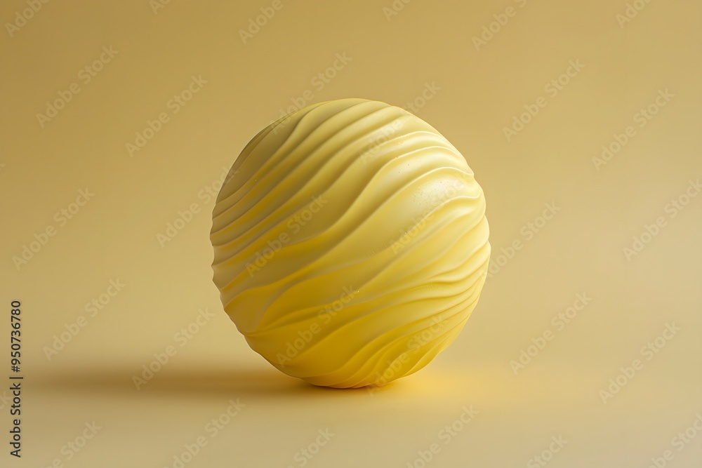 Elegant Yellow Sphere with Wavy Texture on a Soft Background Elegant Yellow Sphere with Wavy Texture on a Soft Background