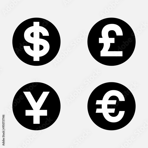 set of icons of different currencies