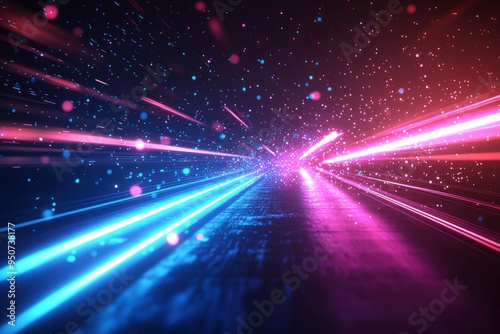 Abstract motion speed glowing effect background created with Generative AI