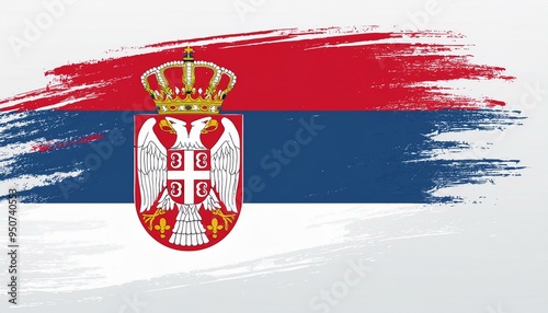 Serbia flag in abstract brush stroke style photo