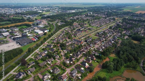 Aerial panorama of the town Stadskanaal in the Netherlands on a sunny day in summer photo