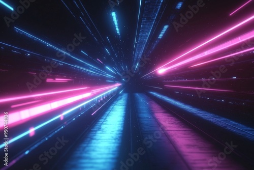 Abstract motion speed glowing effect background created with Generative AI