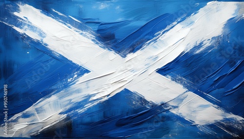 Scotland flag in abstract brushstroke style