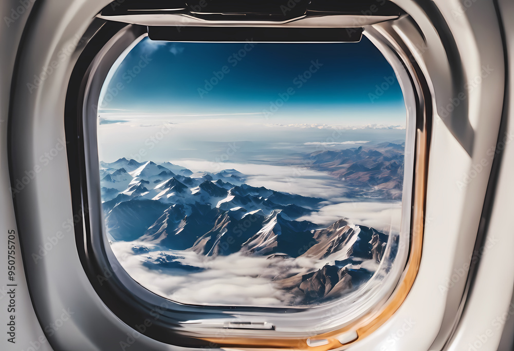 Mountain Range through the Airplane window Mountain Range through the Airplane window