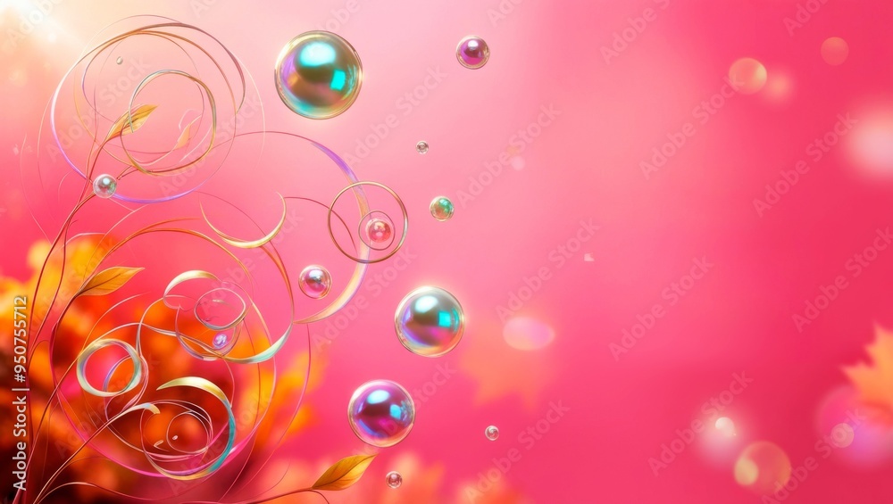 A vibrant abstract background with whimsical swirls and floating bubbles A vibrant abstract background with whimsical swirls and floating bubbles