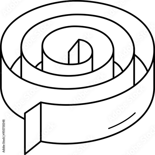 Constant force spring. Vector outline illustration.