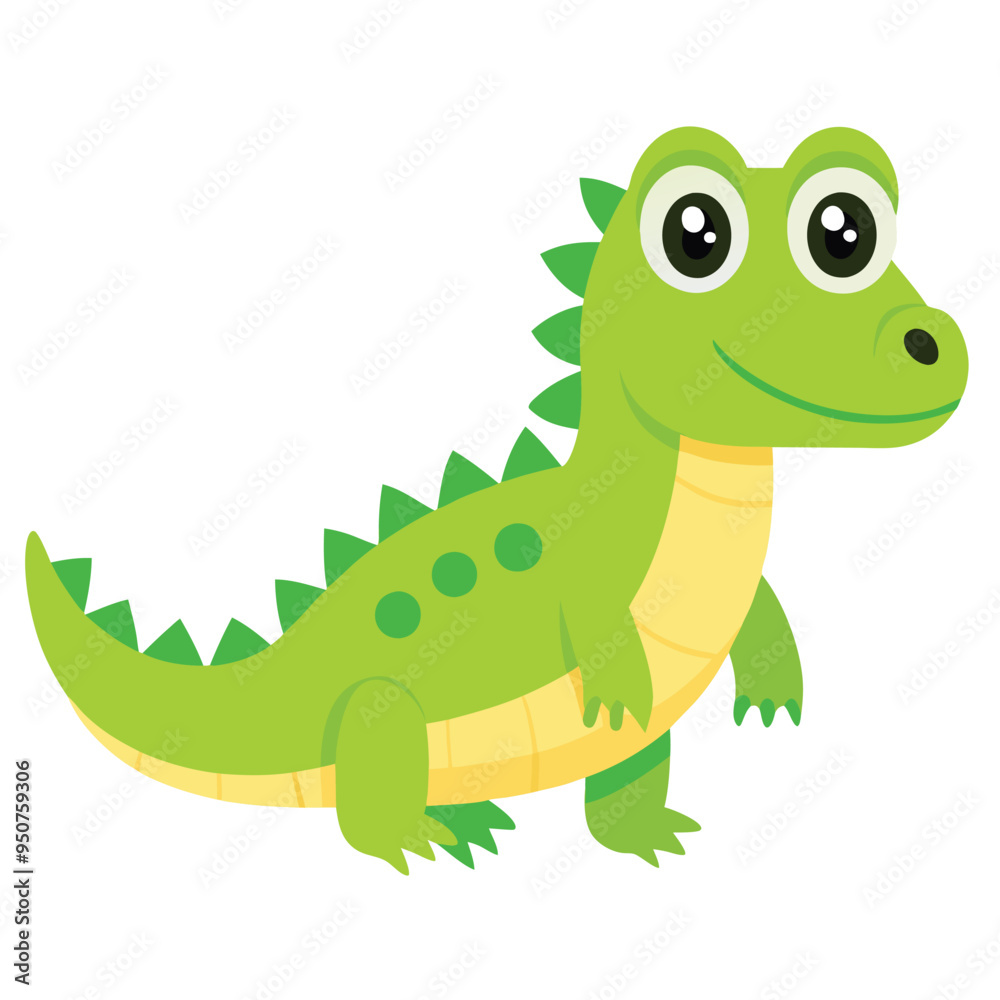 Fototapeta premium Alligator Cartoon Vector Illustration - Clipart, and Line Art Design