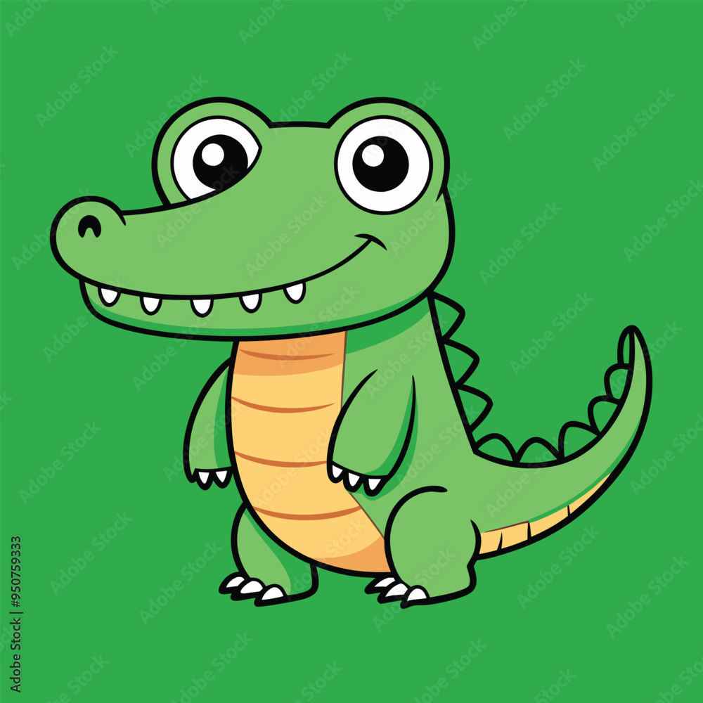 Fototapeta premium Alligator Cartoon Vector Illustration - Clipart, and Line Art Design