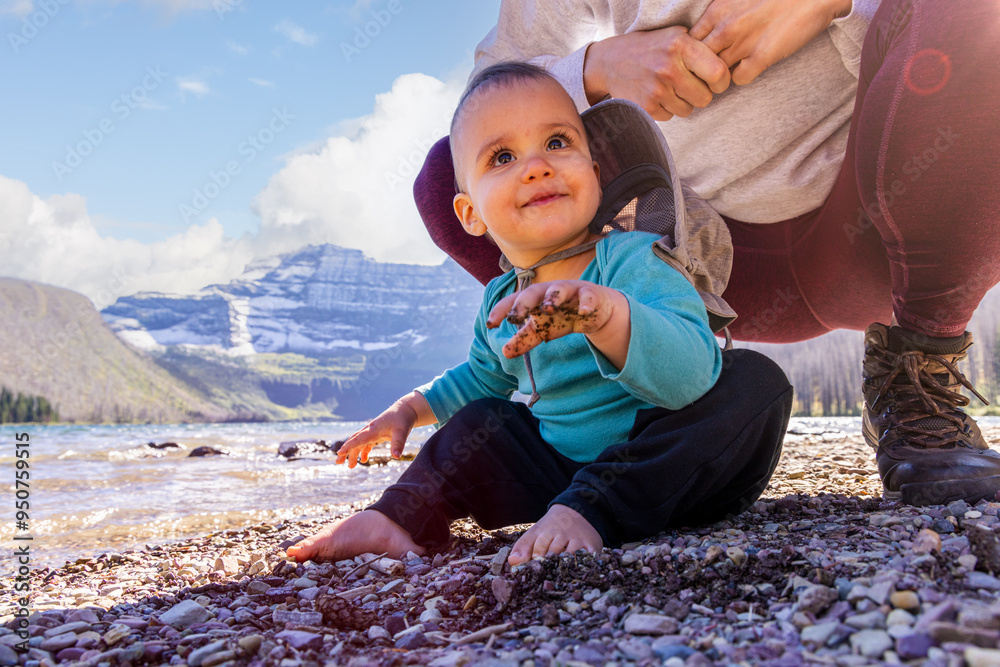 Joyful Toddler Enjoying a Day by the Scenic Lake