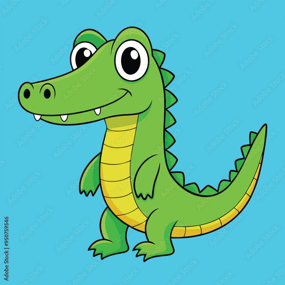 Fototapeta premium Alligator Cartoon Vector Illustration - Clipart, and Line Art Design