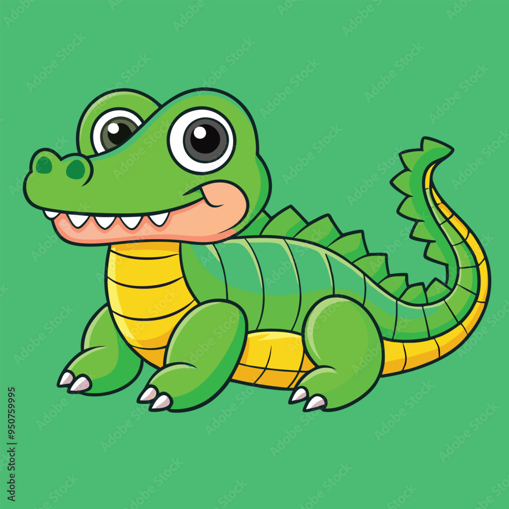 Fototapeta premium Alligator Cartoon Vector Illustration - Clipart, and Line Art Design