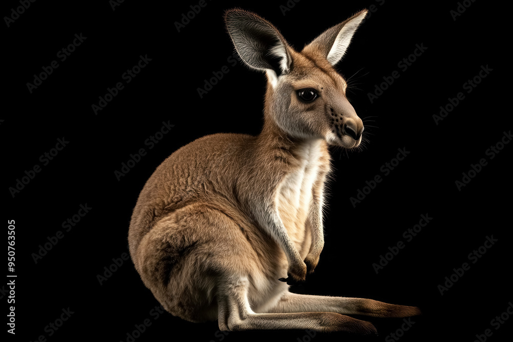 relaxed kangaroo seated against a dark background relaxed kangaroo seated against a dark background